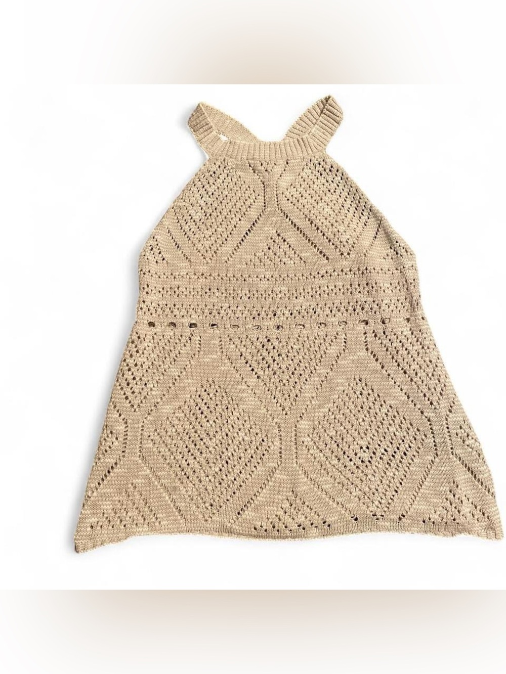 Beige Crochet Halter Tank Top